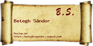 Betegh Sándor névjegykártya