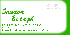 sandor betegh business card